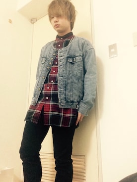 「SHAREEF（シャリーフ）のアイテム（デニムジャケット）」を使った、Hikaruさん（メンズ・170cm）の冬コーディネート