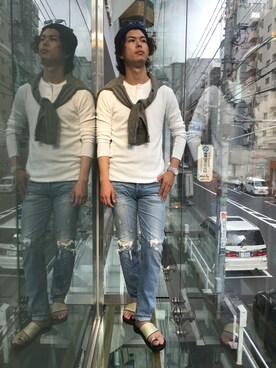 「v::room（ヴィルーム）のアイテム」を使った、添田 大介さん（メンズ・178cm）の夏コーディネート