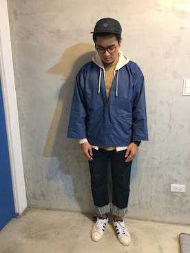 「plain-me（プレインミー）のアイテム（その他アウター）」を使った、Louis Chenさん（メンズ・171cm）の冬コーディネート