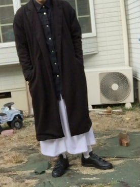 「袴パンツ」｜「アイテム（その他アウター）」を使った、ばっさーさん（メンズ・171cm）の冬コーディネート