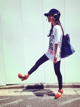 「CROOKS&CASTLES」｜HAL さん（レディース・155cm）の夏コーディネート