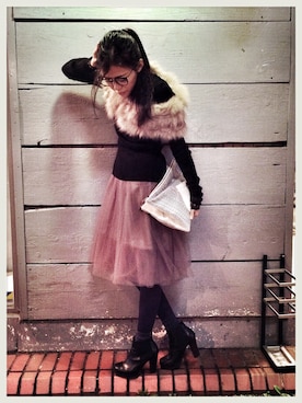 「アイテム（クラッチバッグ、グレー系）」を使った、HAL さん（レディース・155cm）の冬コーディネート