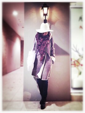 「エコバッグ」｜「アイテム（ムートンコート）」を使った、HAL さん（レディース・155cm）の冬コーディネート