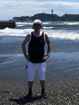 「SSUR（サー）のアイテム（キャップ）」を使った、kAzuKiさん（メンズ・169cm）の夏コーディネート