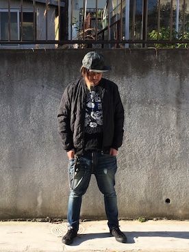 「STYLE」｜「アイテム（ナイロンジャケット）」を使った、kAzuKiさん（メンズ・169cm）の冬コーディネート