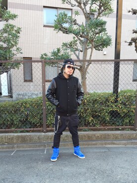 「BLACK SCALE（ブラックスケール）のアイテム（帽子）」を使った、kAzuKiさん（メンズ・169cm）の冬コーディネート