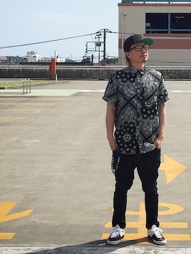 「BLACK SCALE（ブラックスケール）のアイテム（帽子）」を使った、kAzuKiさん（メンズ・169cm）の春コーディネート