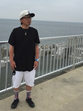 「BLACK SCALE（ブラックスケール）のアイテム（帽子）」を使った、kAzuKiさん（メンズ・169cm）の夏コーディネート