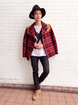 「Saint Laurent（サンローラン）のアイテム（ジャケット/アウター）」を使った、Y.K.CHさん（メンズ・173cm）の冬コーディネート