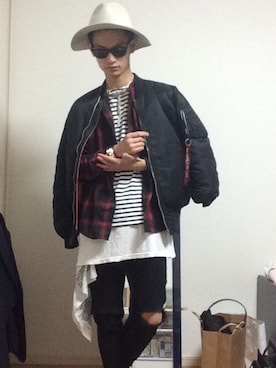 「サンローランパリ」｜「アイテム（ブルゾン）」を使った、Y.K.CHさん（メンズ・173cm）の冬コーディネート