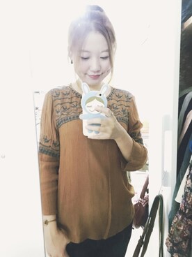 「アイテム（その他トップス、ブラウン系）」を使った、Antic Gaoさん（レディース・168cm）の秋コーディネート