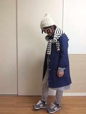 「バスクシャツ」｜「アイテム（トレンチコート）」を使った、enami☻*さん（レディース・146cm）の春コーディネート