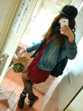 「アイテム（シャツワンピース、レッド系）」を使った、293さん（レディース・169cm）の春コーディネート