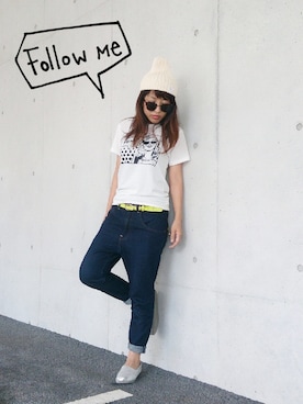 「グリッター」｜「アイテム（ニットキャップ/ビーニー）」を使った、yurryさん（レディース・159cm）の夏コーディネート