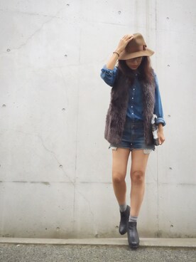 「デニム オン デニム」｜「アイテム（その他アウター）」を使った、yurryさん（レディース・159cm）の秋コーディネート