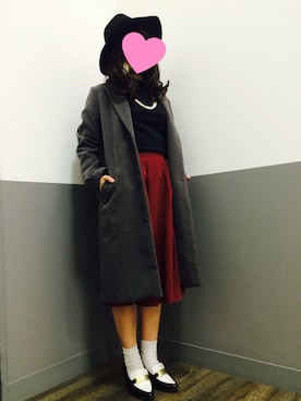 「Right-on（ライトオン）のアイテム（チェスターコート）」を使った、のぞみーんさん（レディース・157cm）の冬コーディネート