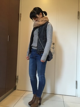 「外国人風」｜「アイテム（ジャケット/アウター）」を使った、Kanoさん（レディース・156cm）の秋コーディネート