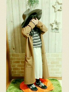 「ロングカーディガン」｜「アイテム（その他アウター）」を使った、YU♡YUさん（キッズ・120cm）の冬コーディネート