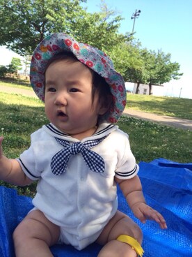 「green label relaxing（グリーンレーベルリラクシング）のアイテム（オールインワン・サロペット）」を使った、♡natsu♡さん（キッズ・70cm）の春コーディネート