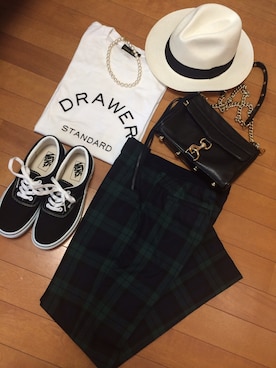 「Drawer（ドゥロワー）のアイテム（Tシャツ/カットソー）」を使った、Ryokoさん（レディース・160cm）の夏コーディネート