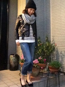 Drawer（ドゥロワー）の「DRAWER カシミヤ9G ボーダー