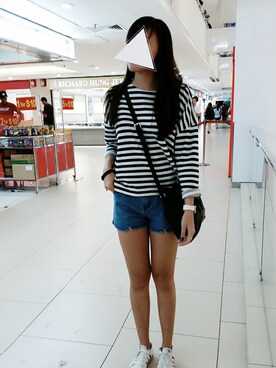 「stripes」｜「アイテム（スウェット）」を使った、Ann Rodlieさん（レディース・158cm）の秋コーディネート