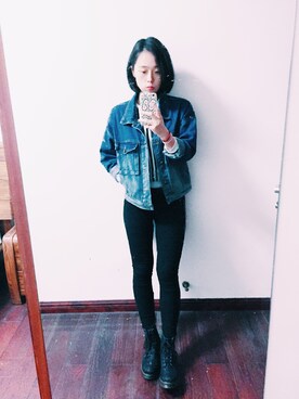 「hotwindのアイテム（ブーティ、ブラック系）」を使った、LenaLoさん（レディース・165cm）の冬コーディネート