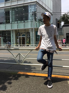 「Mitchell&Ness（ミッチェル&ネス）のアイテム（キャップ）」を使った、BENCH AT THE GREENEさん（メンズ・173cm）の夏コーディネート
