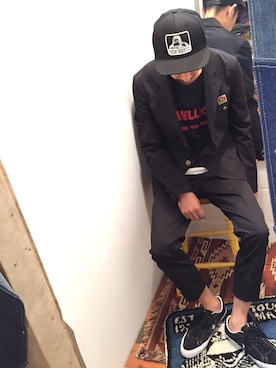 「BEN DAVIS（ベンデイビス）のアイテム（キャップ）」を使った、BENCH AT THE GREENEさん（メンズ・173cm）の夏コーディネート