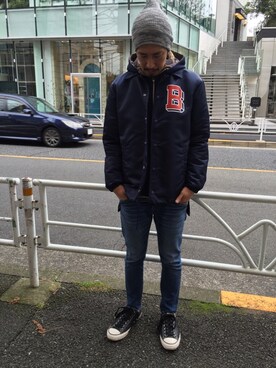 「BEN DAVIS/PROJECT LINE（ベンデイビスプロジェクトライン）のアイテム（パーカー）」を使った、BENCH AT THE GREENEさん（メンズ・173cm）の秋コーディネート