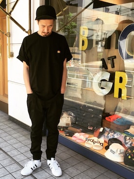 「BEN DAVIS（ベンデイビス）のアイテム（キャップ）」を使った、BENCH AT THE GREENEさん（メンズ・173cm）の夏コーディネート