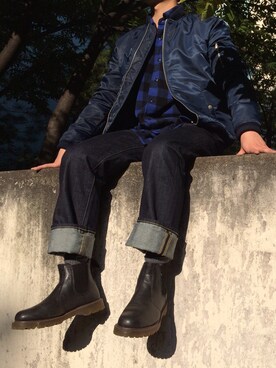 「blue」｜「アイテム（ブルゾン）」を使った、김병현さん（メンズ・168cm）の秋コーディネート