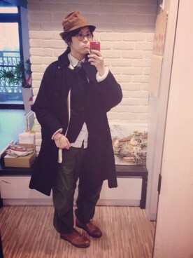 「シャツイン」｜「アイテム（その他アウター）」を使った、mikaさん（レディース・169cm）の冬コーディネート