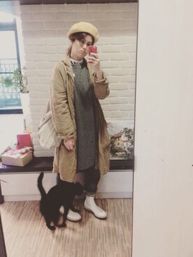 「united arrows」｜「アイテム（ハンチング/ベレー帽）」を使った、mikaさん（レディース・169cm）の冬コーディネート