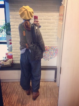 「united arrows」｜「アイテム（ハンチング/ベレー帽）」を使った、mikaさん（レディース・169cm）の冬コーディネート