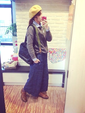 「united arrows」｜「アイテム（ハンチング/ベレー帽）」を使った、mikaさん（レディース・169cm）の冬コーディネート