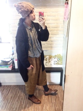 「ニットキャップ」｜「アイテム（その他シューズ）」を使った、mikaさん（レディース・169cm）の秋コーディネート