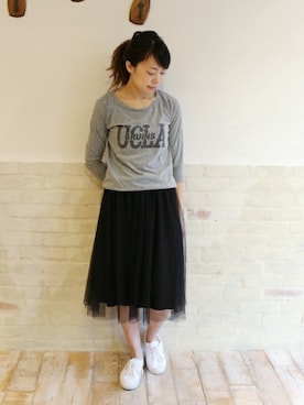 「FRAMeWORK（フレームワーク）のアイテム（スカート）」を使った、FRAMeWORK　nanaさん（レディース・161cm）の冬コーディネート
