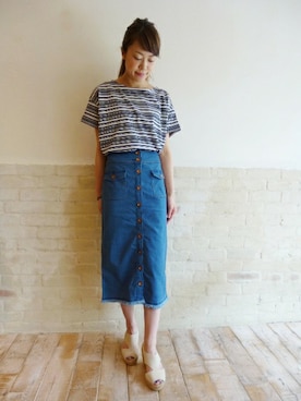 「FRAMeWORK（フレームワーク）のアイテム（スカート）」を使った、FRAMeWORK　nanaさん（レディース・161cm）の夏コーディネート