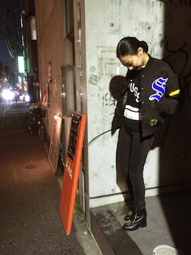 「stussywomen」｜「アイテム（ジャケット/アウター）」を使った、HANAさん（レディース・158cm）の秋コーディネート