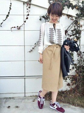 「SLOBE IENA（スローブイエナ）のアイテム（ライダースジャケット）」を使った、MOTOさん（レディース・155cm）の春コーディネート
