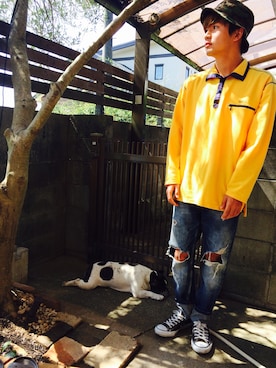 「アイテム（ジャージ）」を使った、鳥居さん（メンズ・168cm・10代）の秋コーディネート