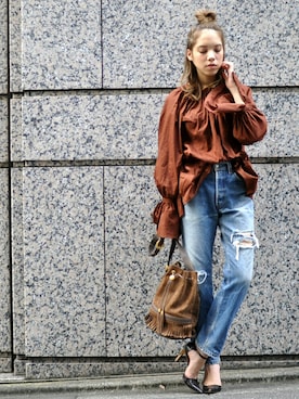 「バルーンスリーブ」｜lubbshopさん（レディース・159cm）の秋コーディネート