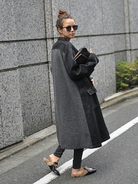 「Yohji Yamamoto（ヨウジヤマモト）のアイテム（チェスターコート）」を使った、lubbshopさん（レディース・159cm）の秋コーディネート