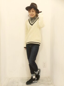 「DISCOAT（ディスコート）のアイテム（帽子）」を使った、_a_n_c_o___さん（レディース・158cm）の冬コーディネート