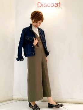 「DISCOAT（ディスコート）のアイテム（オールインワン・サロペット）」を使った、_a_n_c_o___さん（レディース・158cm）の秋コーディネート