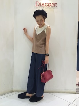 「アイテム（キャミソール、ベージュ系）」を使った、_a_n_c_o___さん（レディース・158cm）の夏コーディネート