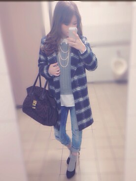 「撮影コーデ」｜「アイテム（ジャケット/アウター）」を使った、Tomoka Arimaさん（レディース・153cm）の冬コーディネート