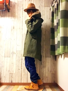 「JOURNAL STANDARD relume（ジャーナルスタンダード　レリューム）のアイテム（モッズコート）」を使った、うっちーさん（メンズ・171cm）の冬コーディネート