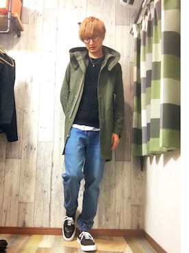 「JOURNAL STANDARD relume（ジャーナルスタンダード　レリューム）のアイテム（モッズコート）」を使った、うっちーさん（メンズ・171cm）の春コーディネート